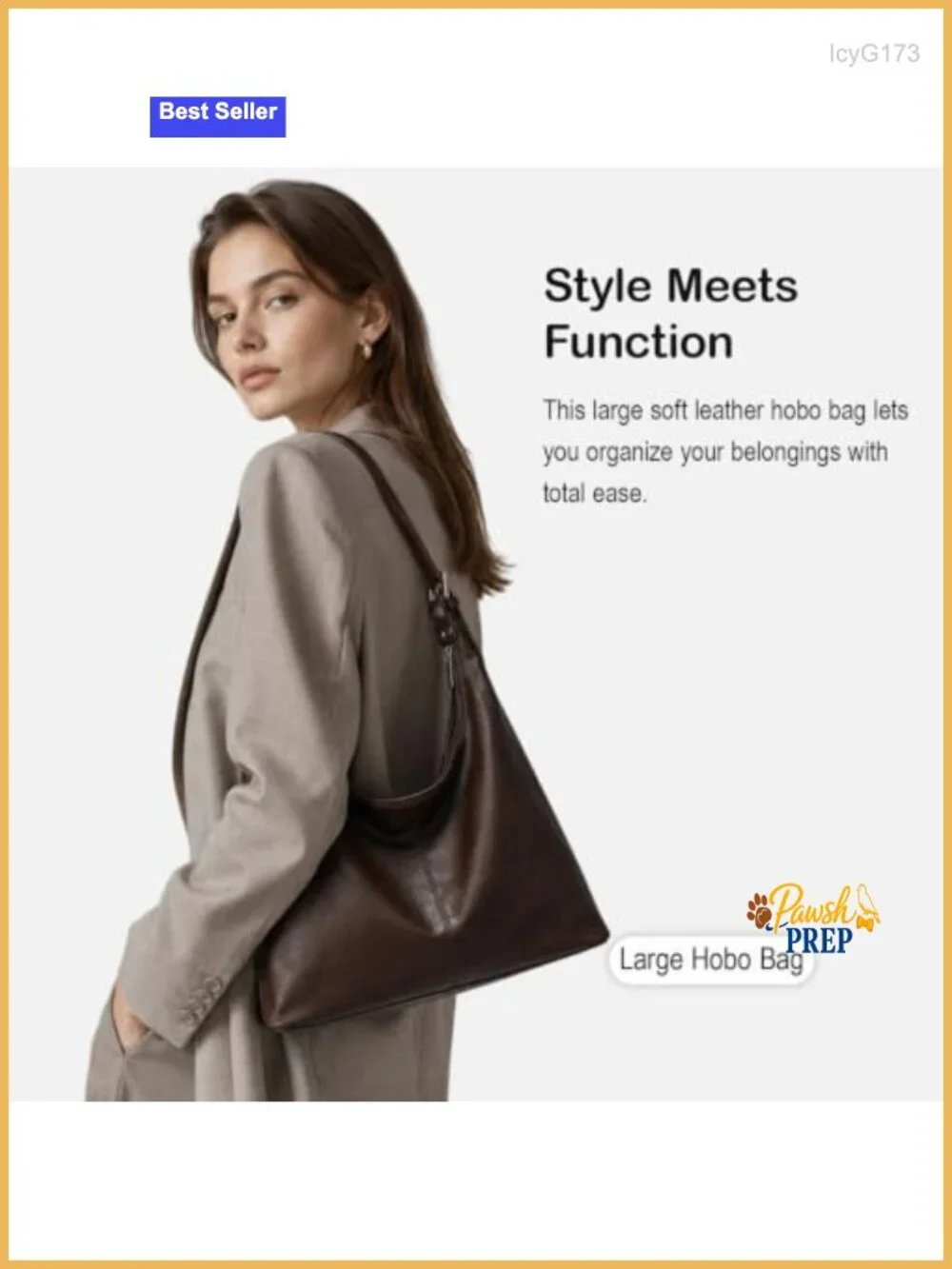 Large Vegan Leather Hobo Bag Slouchy Shoulder Purse Work Handbag